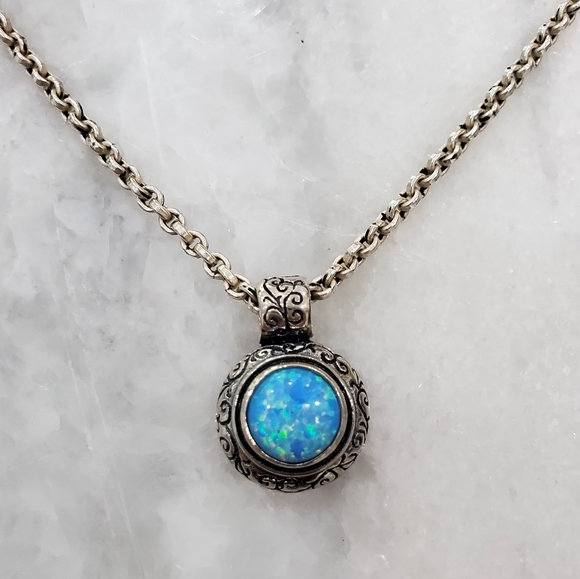 Rare Silpada Sterling Blue Fire Opal Necklace